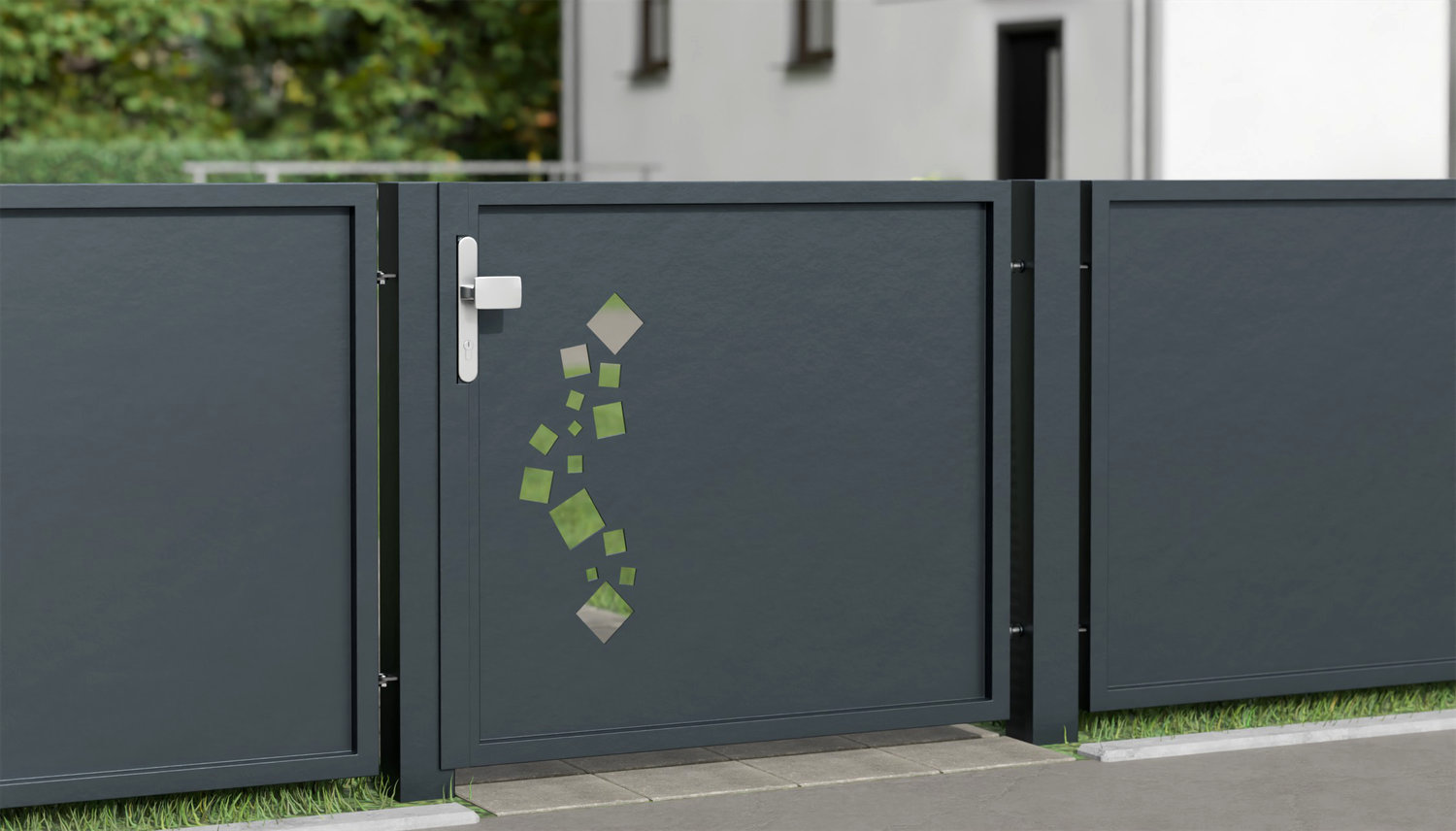 Portillon de jardin en aluminium, brise-vue à 1 battant QE, GE