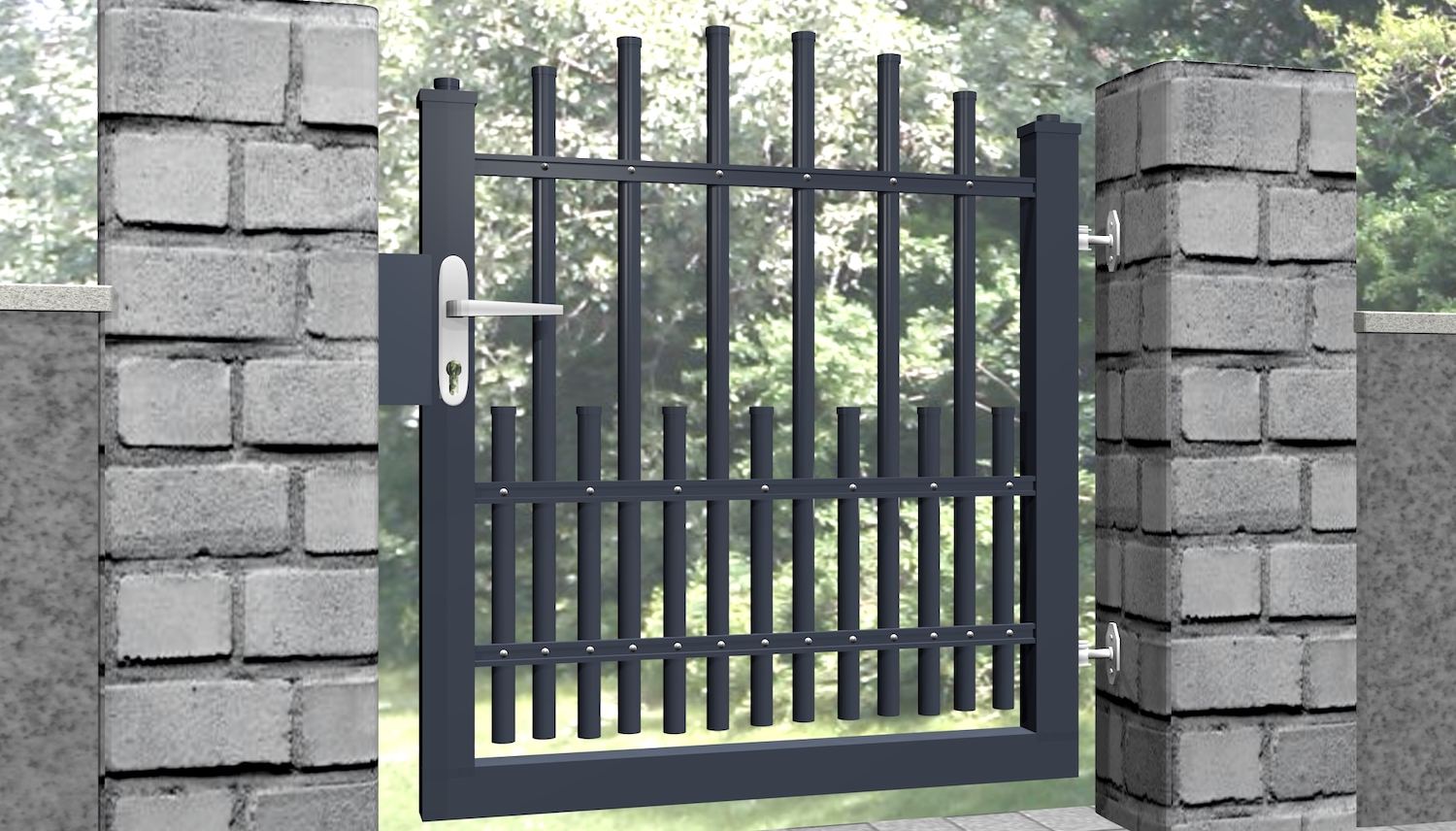 Portillon de jardin aluminium 1 battant palissades DPP Classic, OB