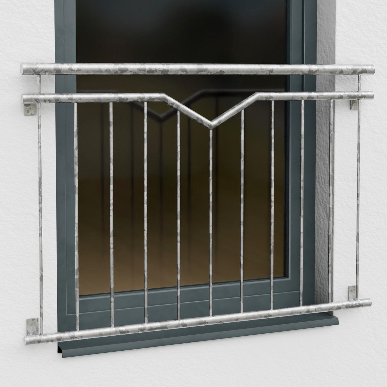 Balcon à la française en acier galvanisé simple V