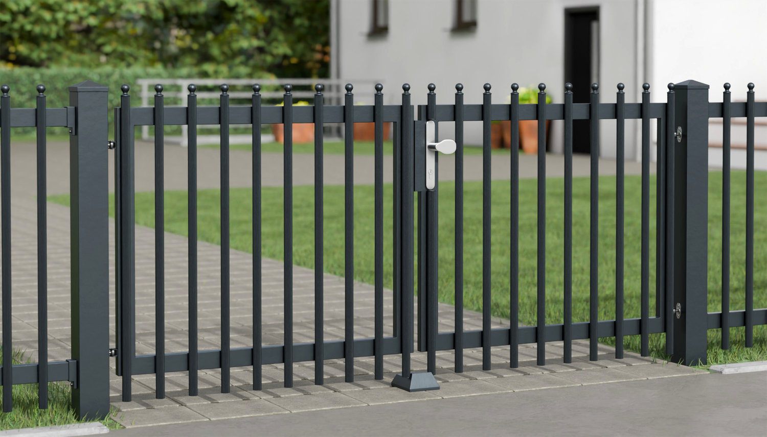 Portail de jardin en aluminium à 2 battants palissades élégantes, GE