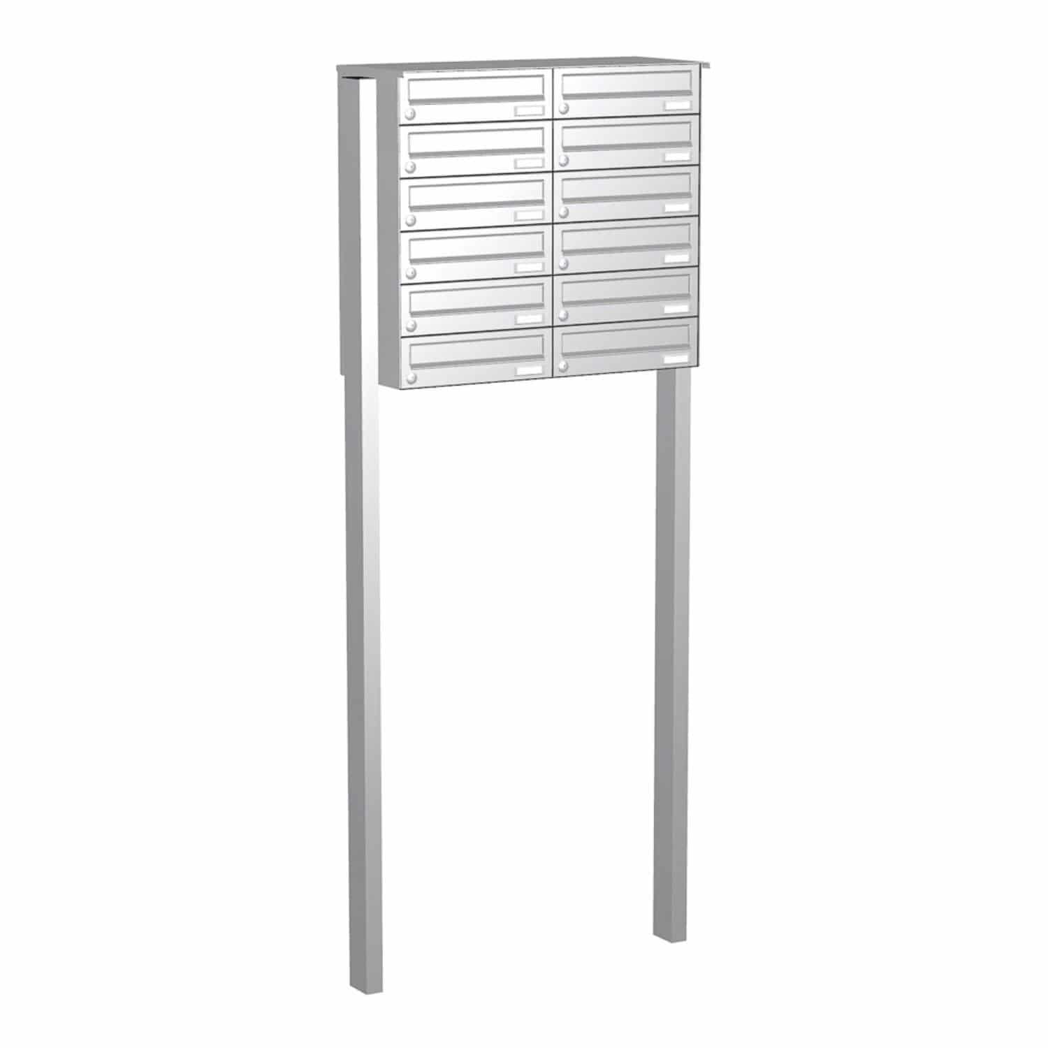 Briefkastenanlage | Freistehend | 12-fach | Waagerecht | Edelstahl