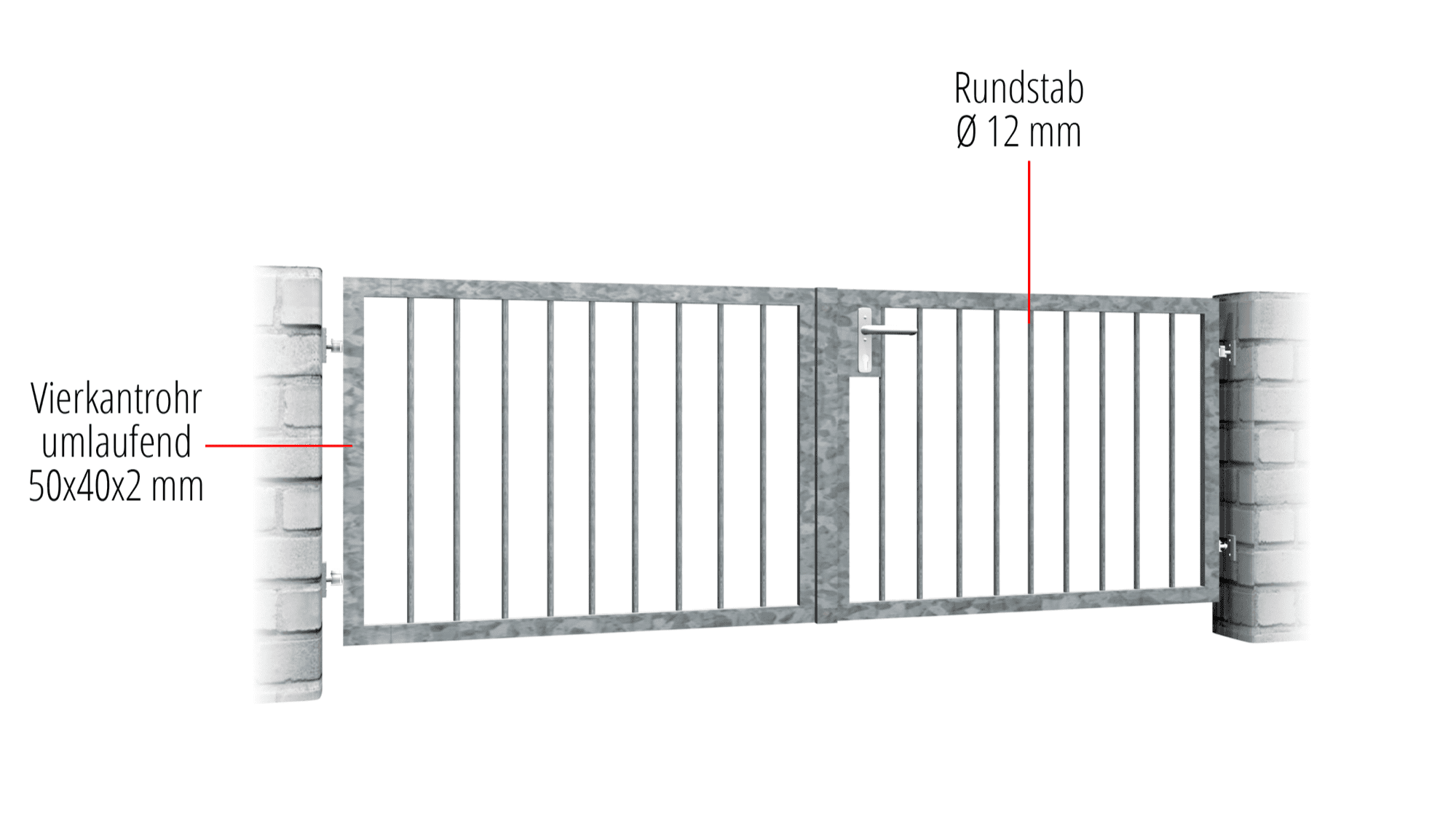 Portail de jardin galvanisé 2 battants Massive 2, GE