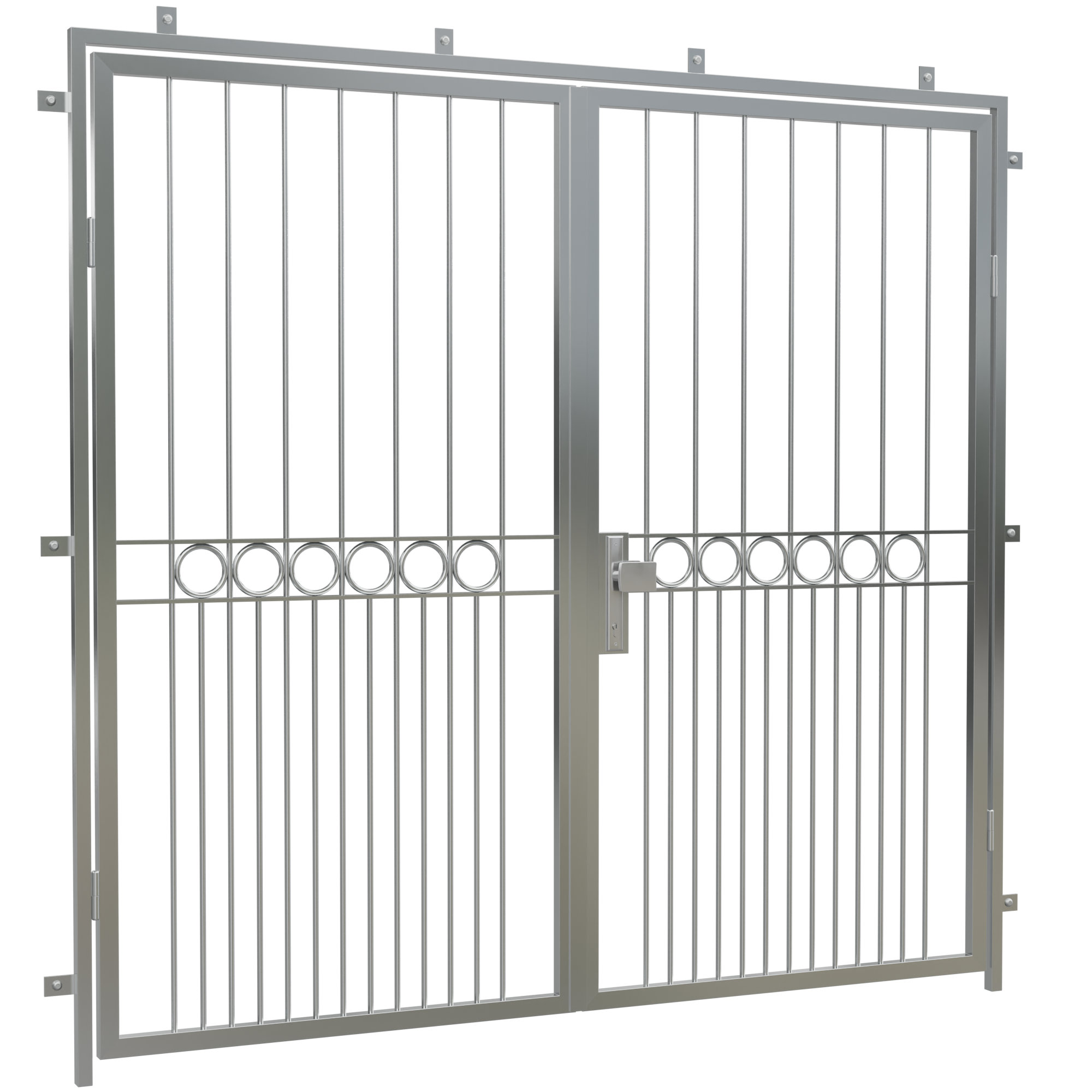 Porte grillagée en acier inoxydable rangée d'anneaux à 2 battants