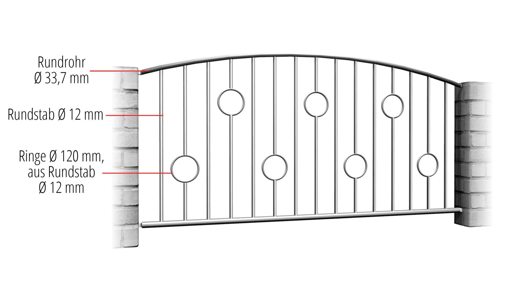 Barrière de jardin en acier inoxydable barre cercle, OB