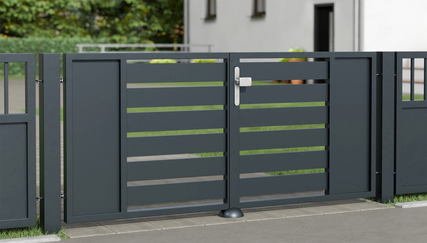 Portail de jardin en aluminium, brise-vue à 2 battants KSB, GE