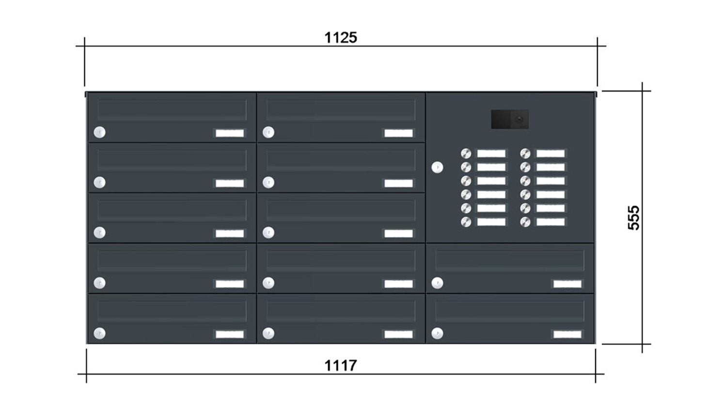 Briefkastenanlage | Aufputz | 12-fach | Waagerecht | Audio | Video | Farbe