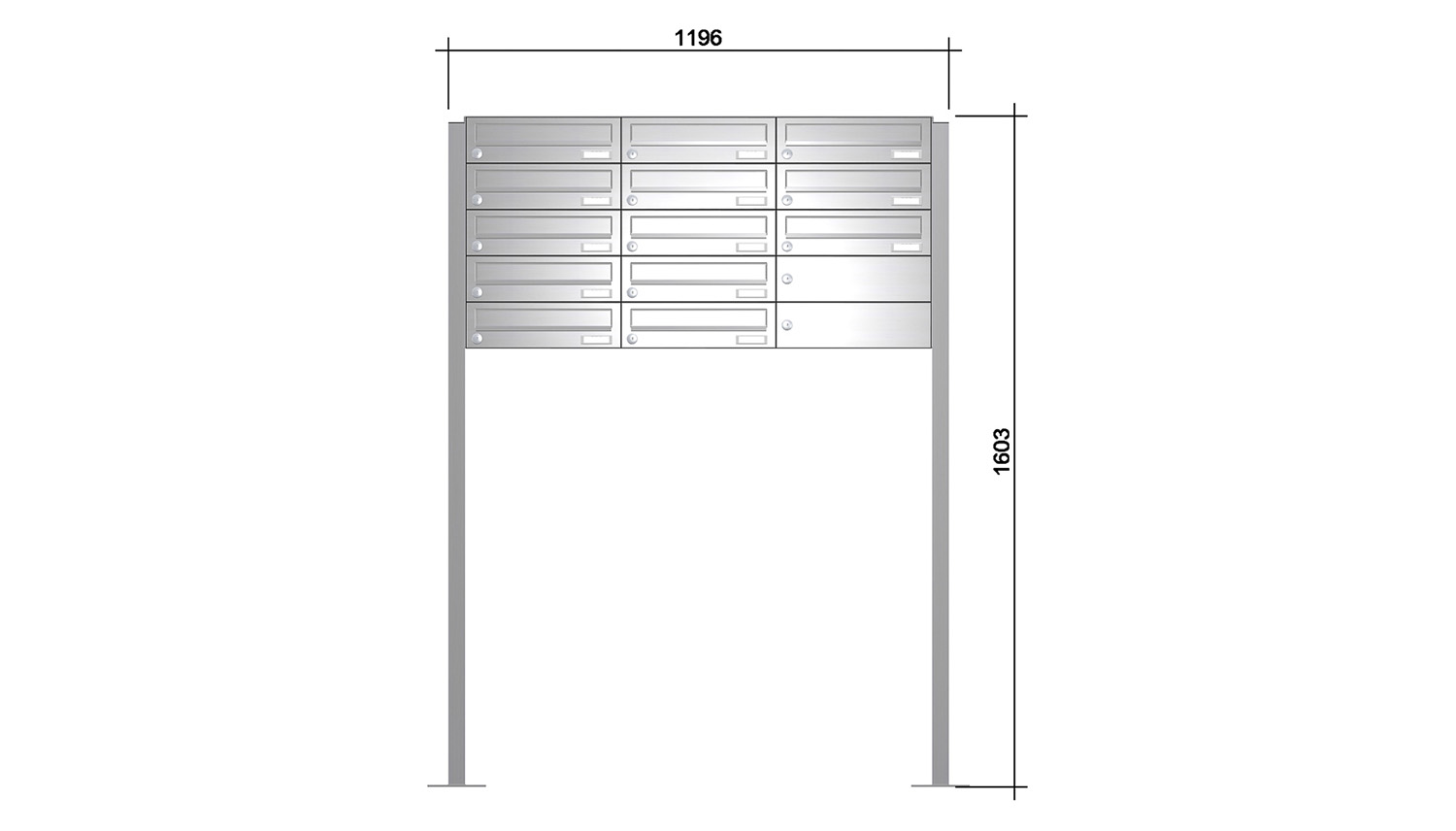 Briefkastenanlage | Freistehend | 13-fach | Waagerecht | Edelstahl