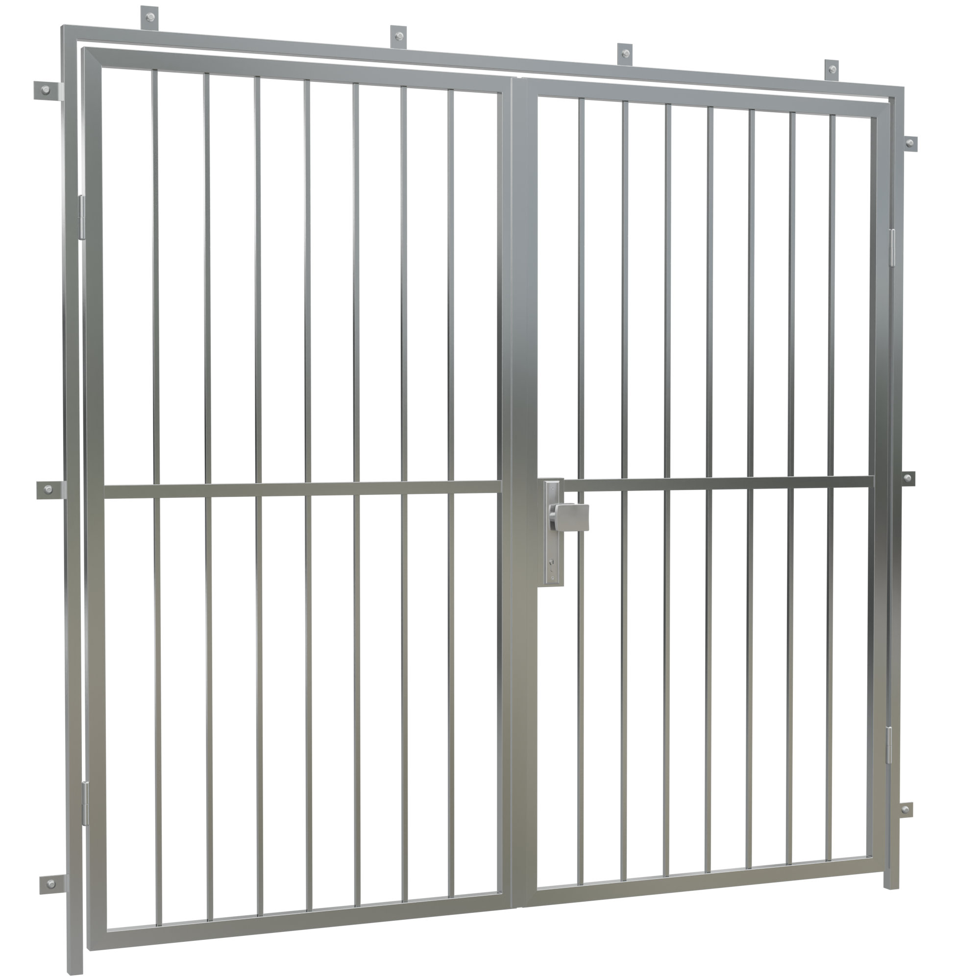Porte grillagée en acier inoxydable barre verticale à 2 battants