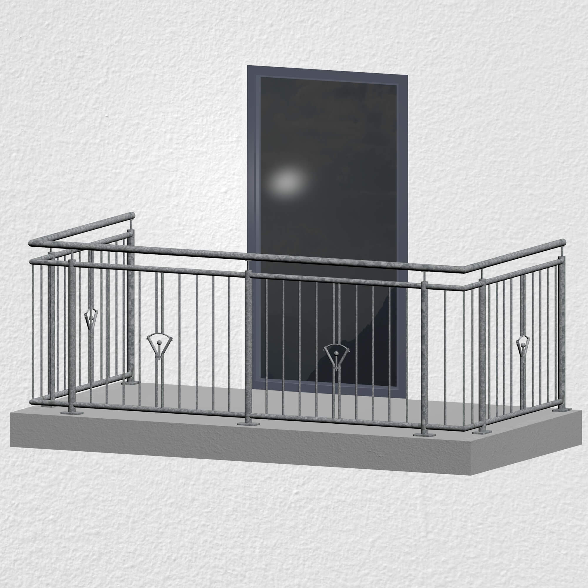 Balustrade de balcon en acier galvanisé ornement cloche 