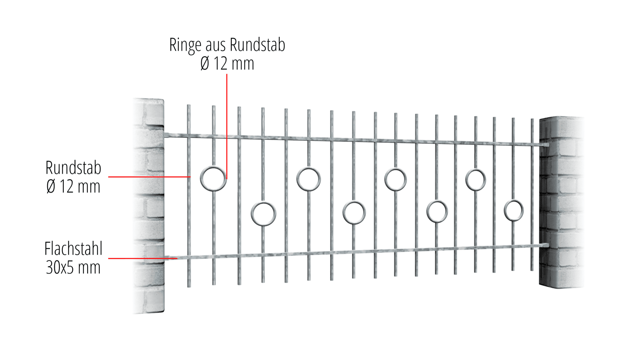 Barre circulaire en acier galvanisé pour clôture de jardin, GE