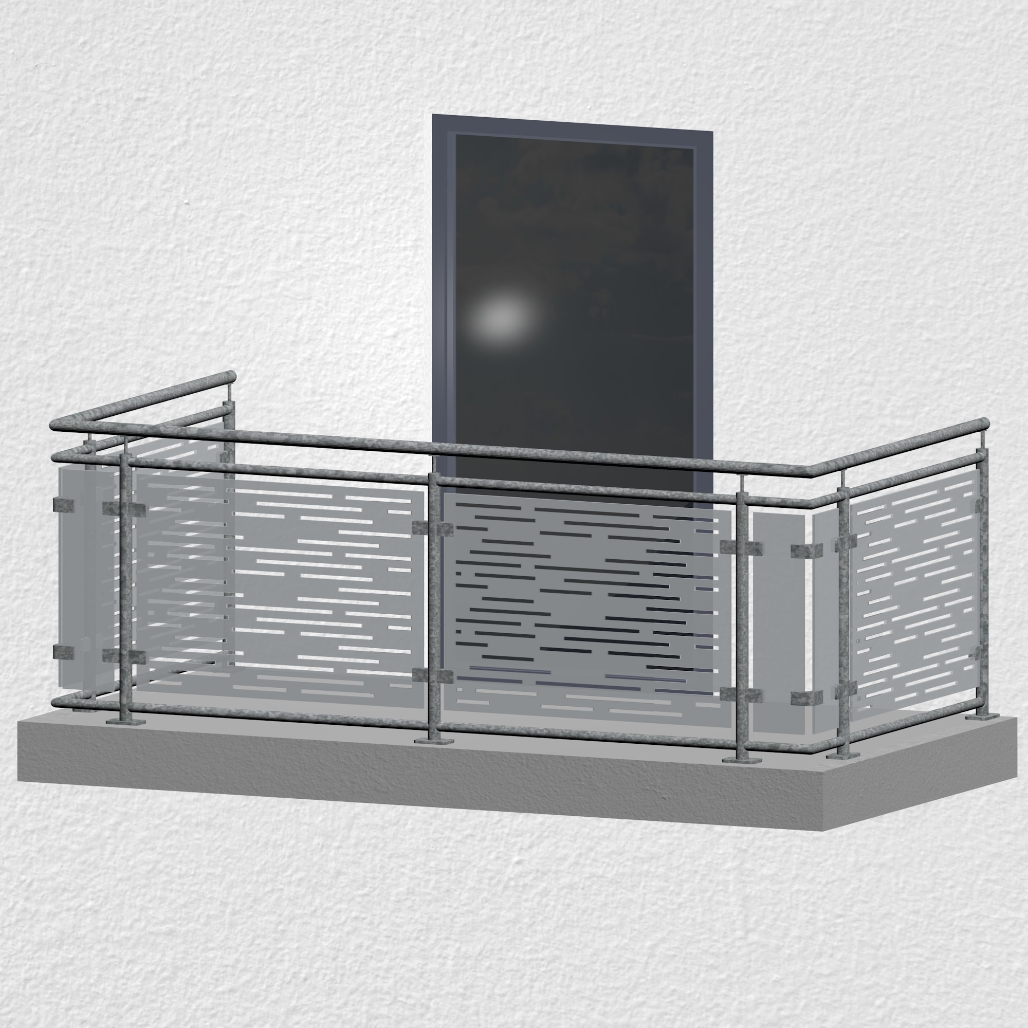 Balustrade de balcon en acier galvanisé design verre SF HO