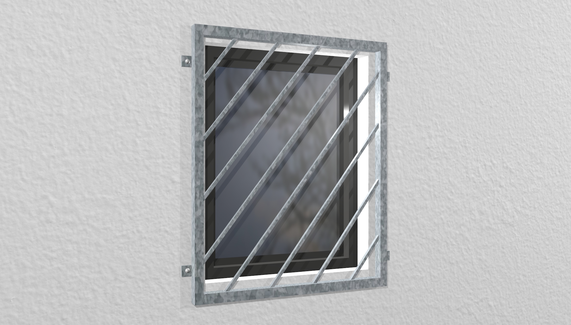 Grille de défense pour fenêtres en acier galvanisé Barre diagonale 1