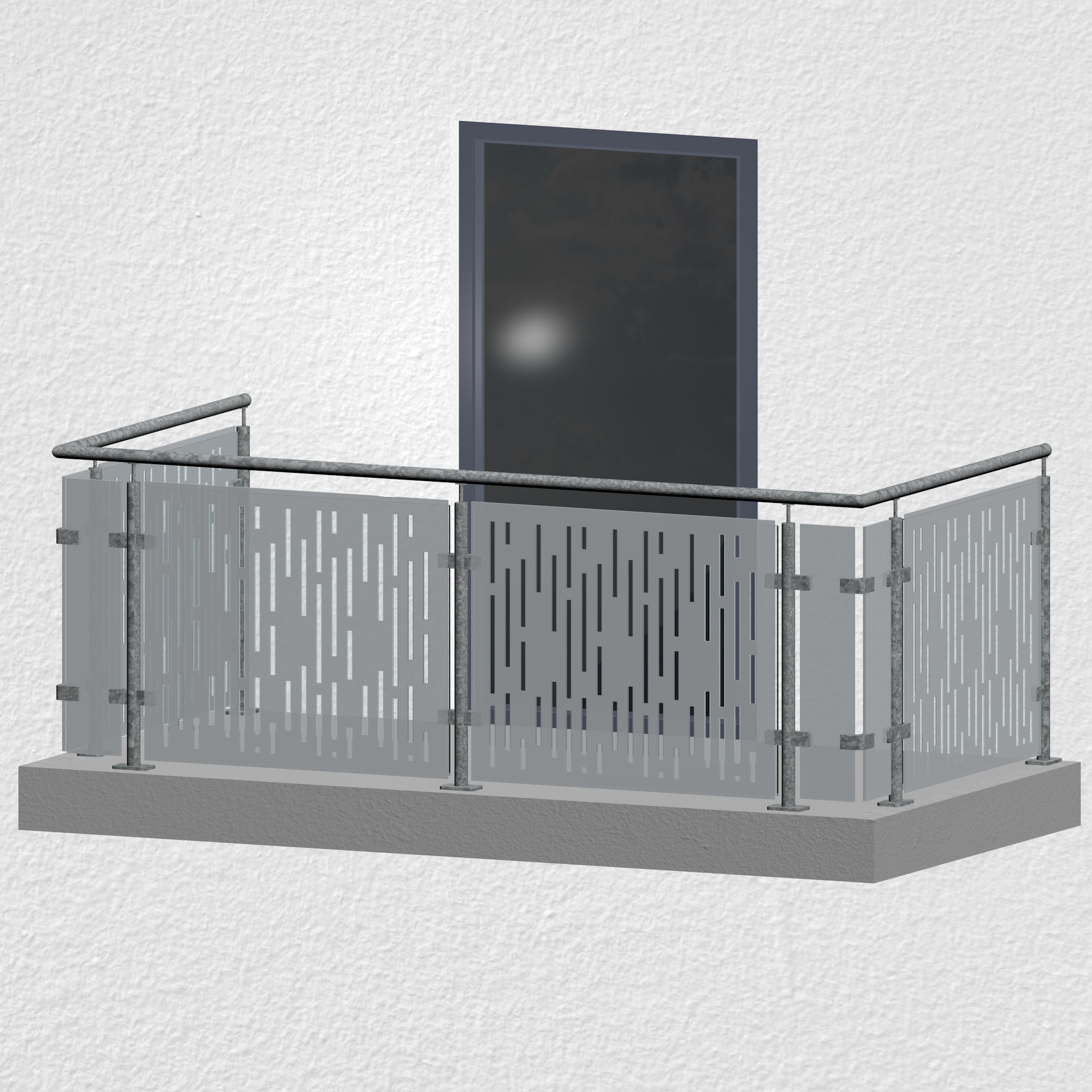 Balustrade de balcon en acier galvanisé design verre SF VE MO 