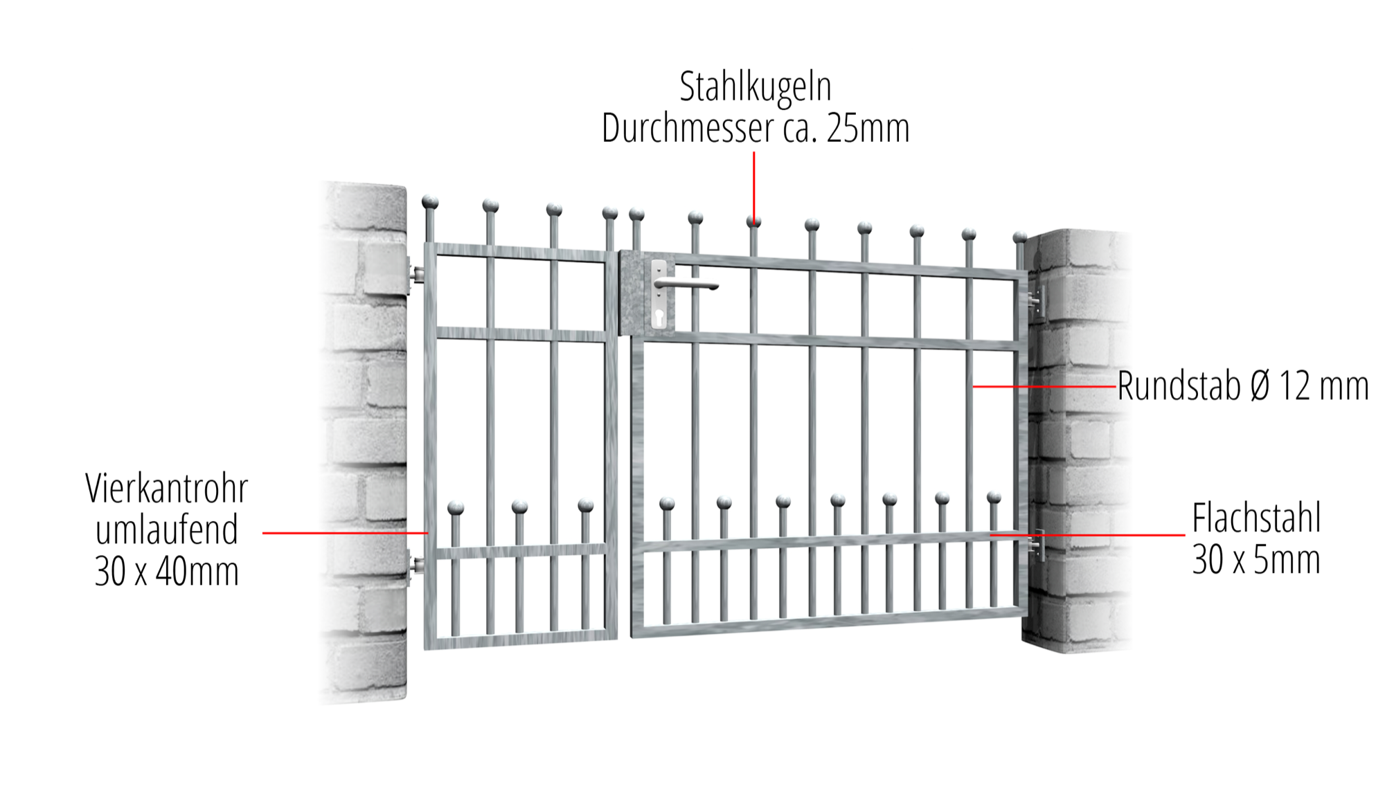 Portillon de jardin en acier galvanisé à 2 battants Bonn, GE 