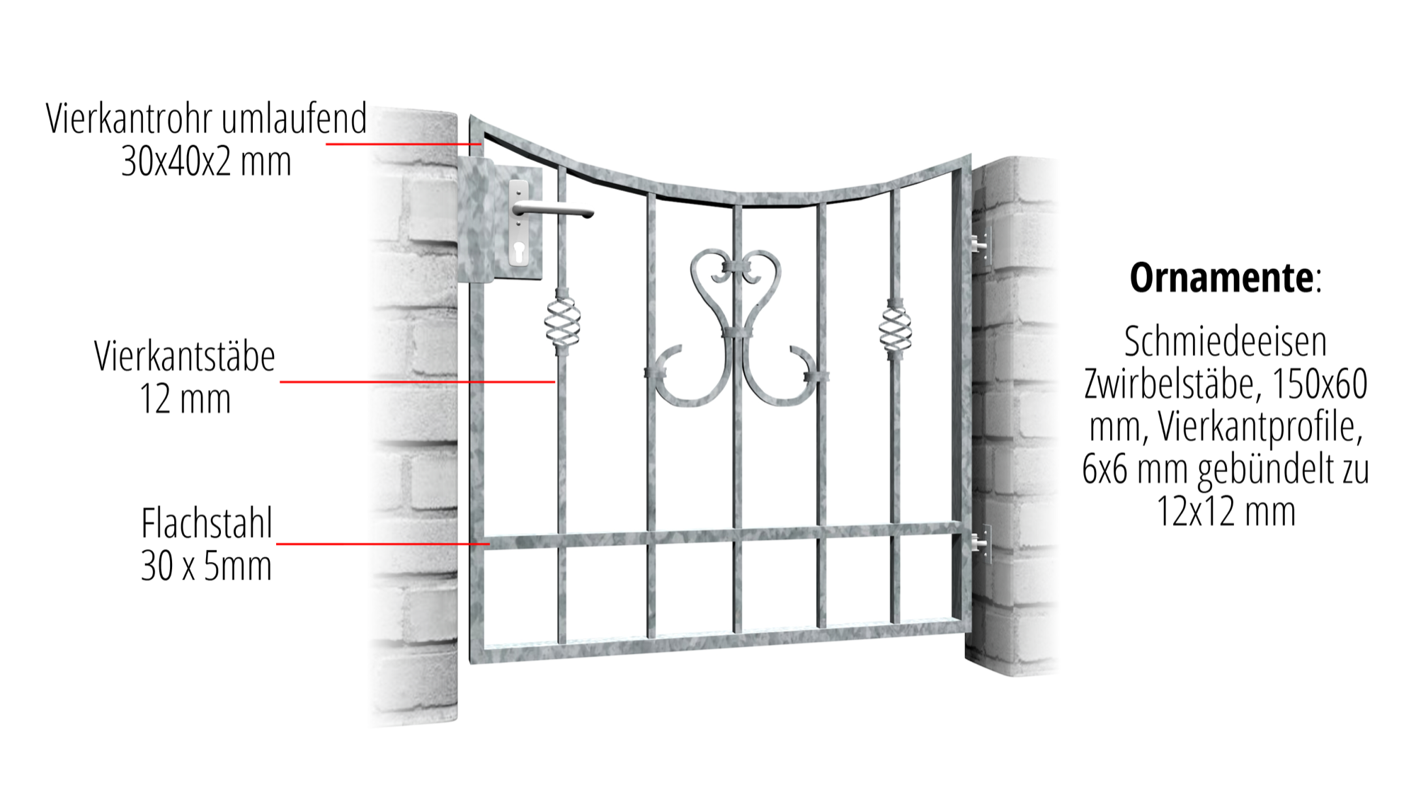 Portillon de jardin en acier galvanisé à rouleau à 1 battant, UB