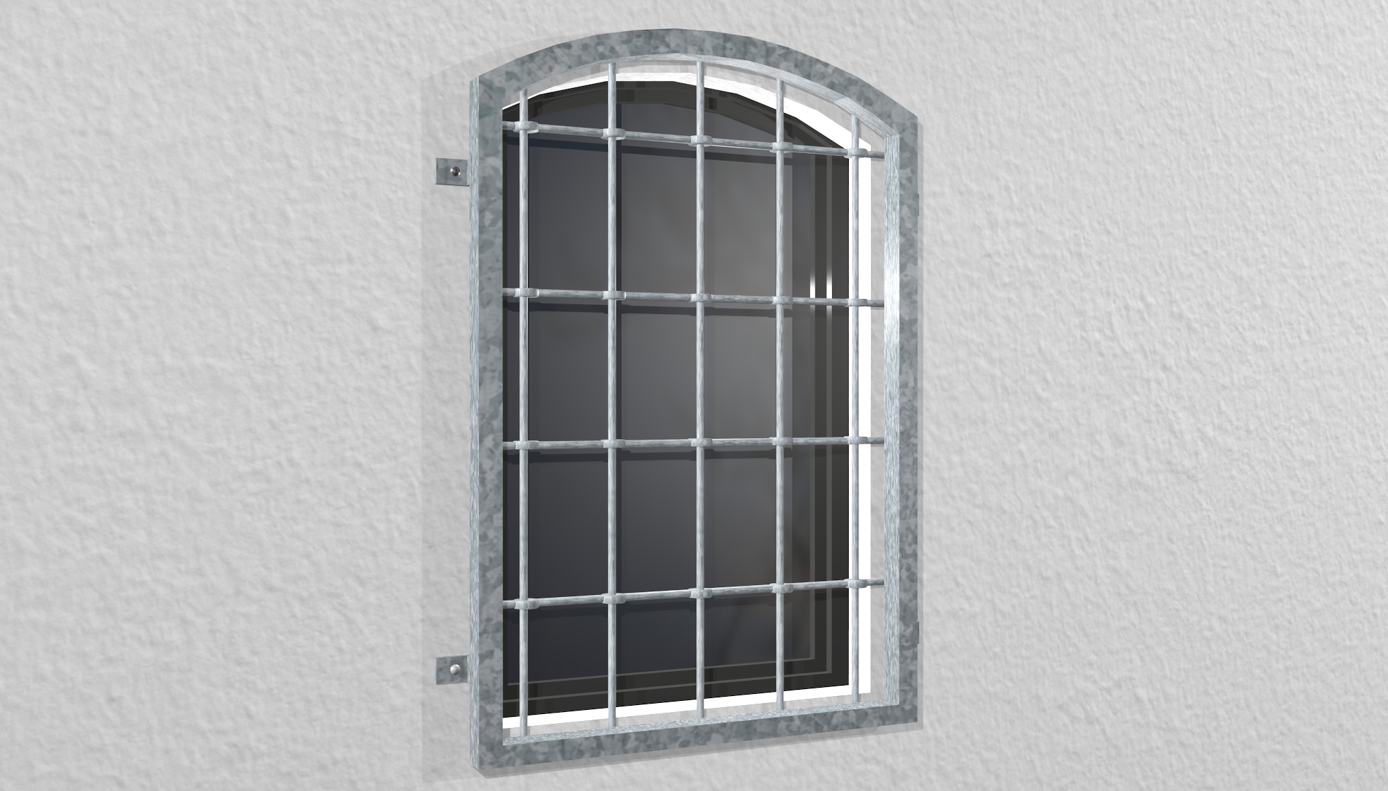 Grille de défense pour fenêtres en acier galvanisé barre arrondi arc supérieur 