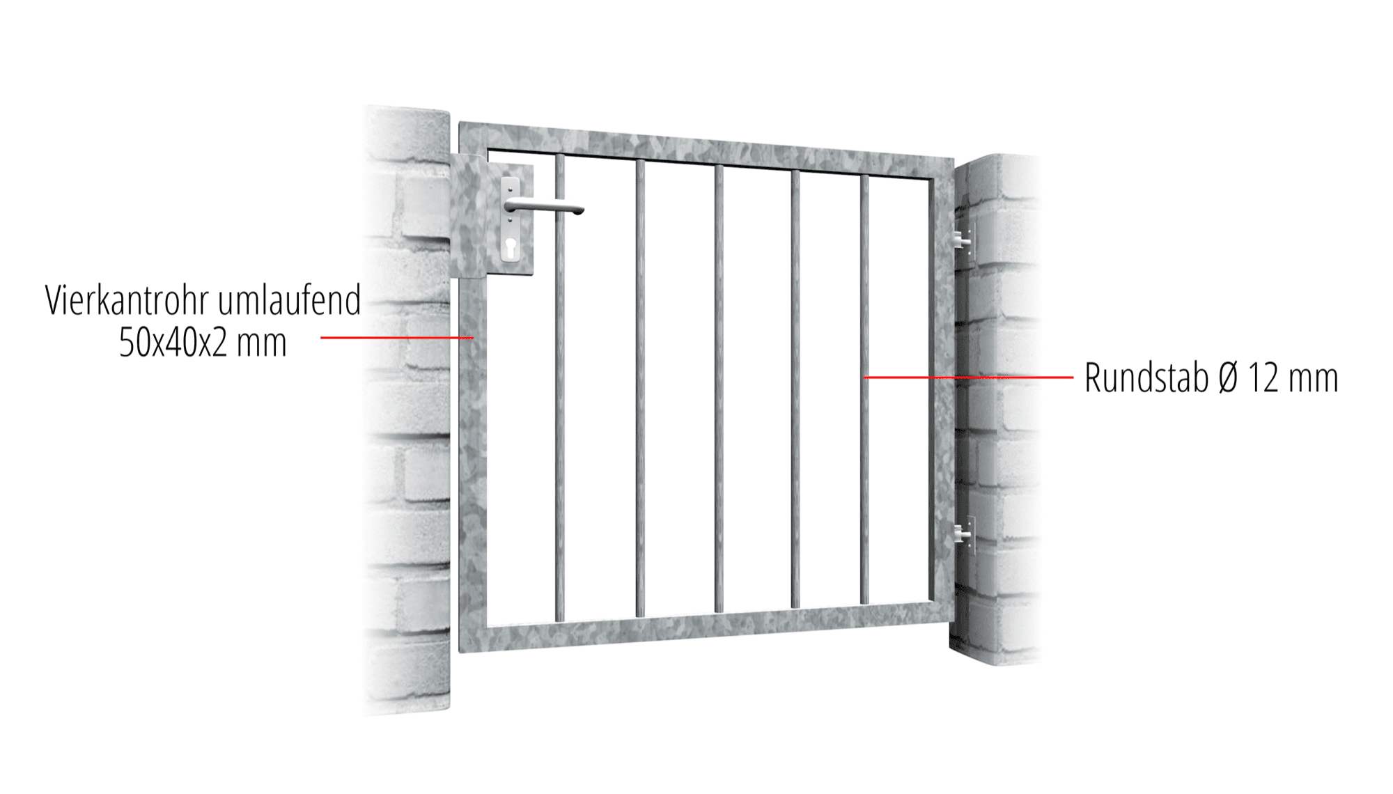 Portillon de jardin en acier galvanisé 1 battant Solid 2, GE