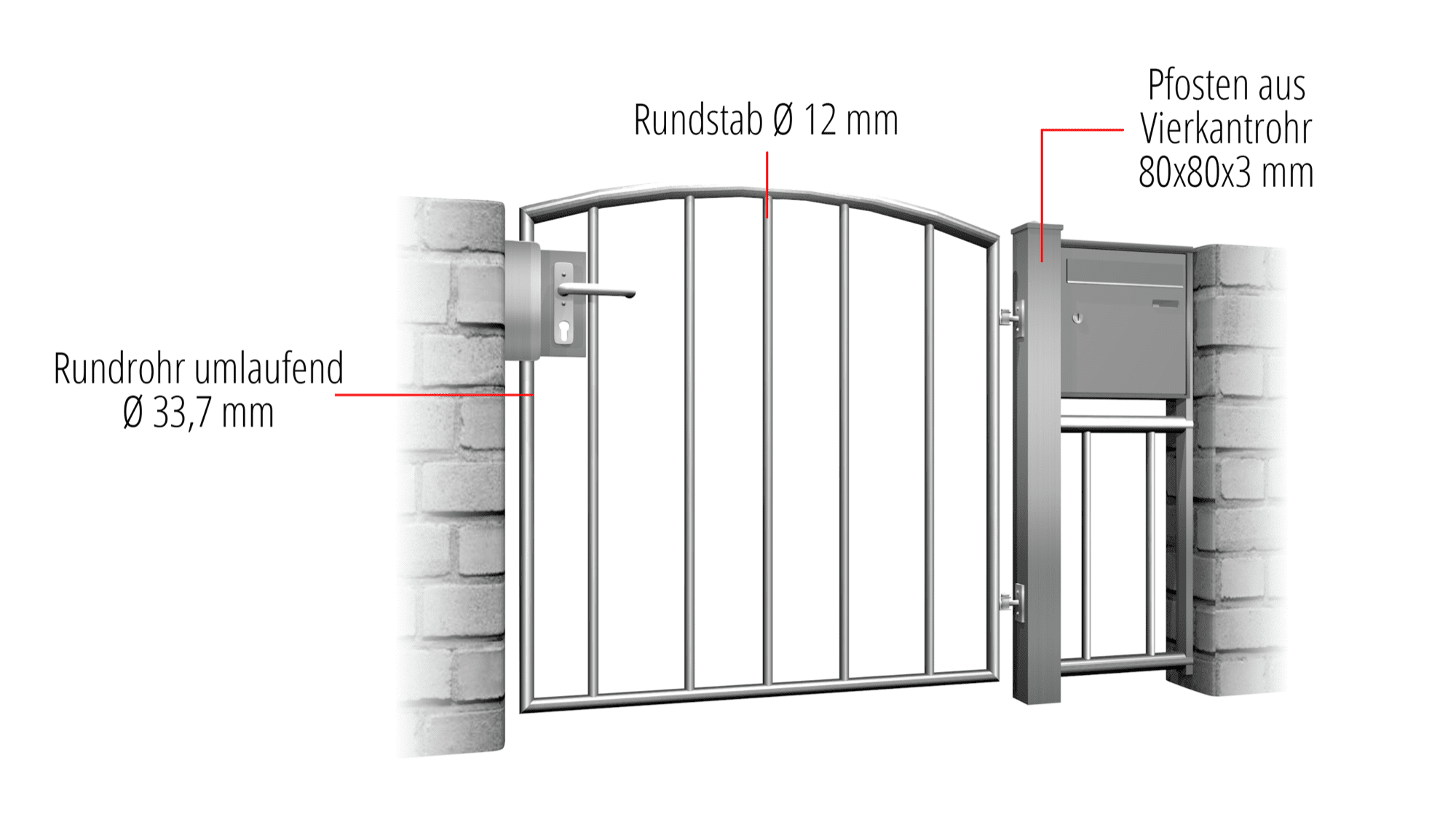 Portillon de jardin en acier inoxydable barre verticale à 1 battant 2, OB, BK