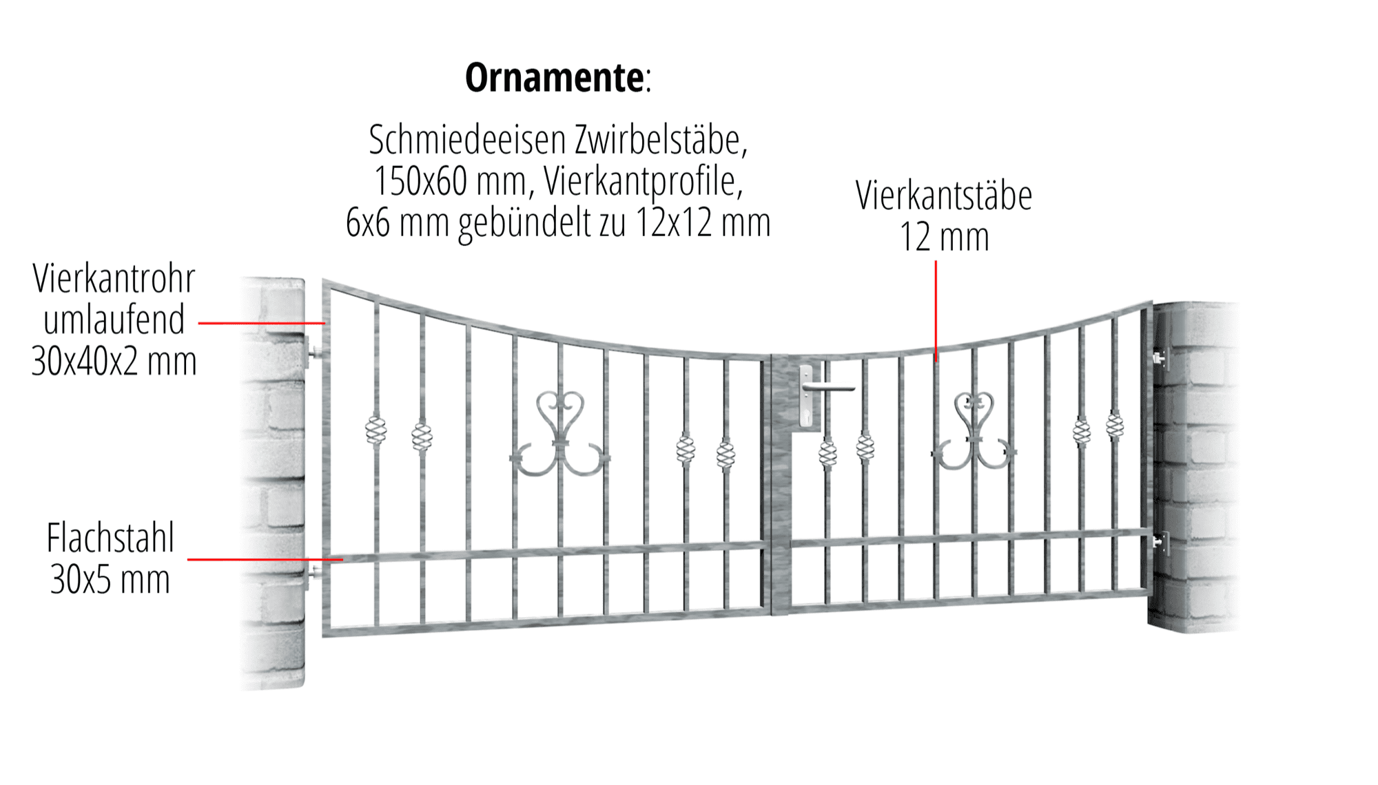 Portail de jardin galvanisé à rouleau à 2 battants, UB