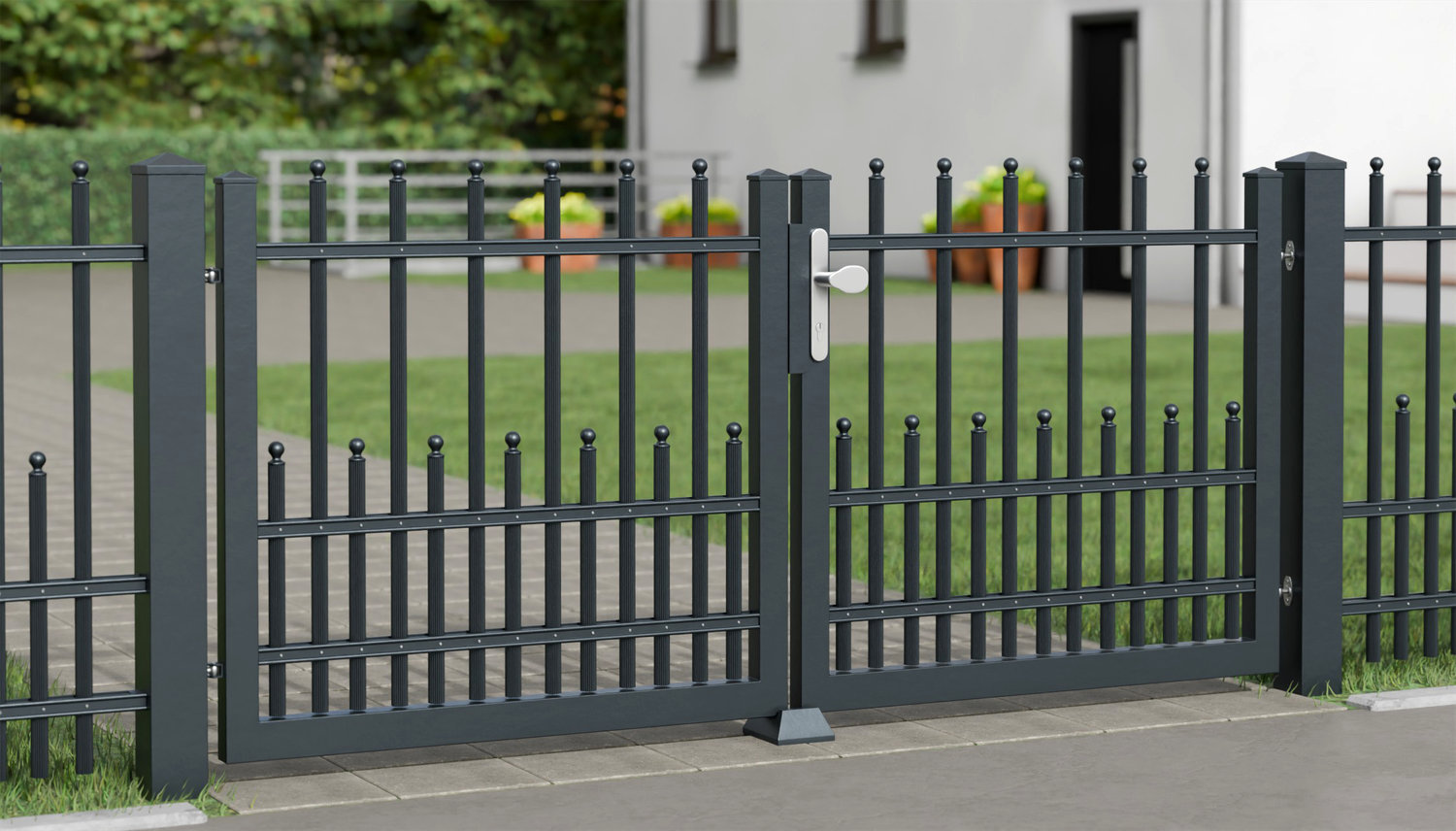  Portail de jardin en aluminium à 2 battants palissades DPP Classic, GE