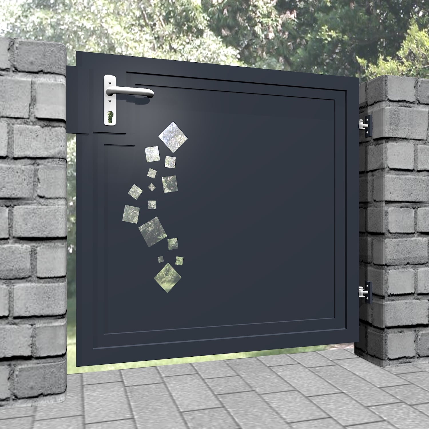 Portillon de jardin en aluminium, brise-vue à 1 battant QE, GE