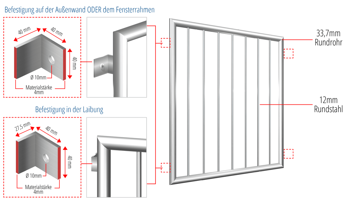 Grille de défense pour fenêtres en acier inoxydable à barre verticale 1