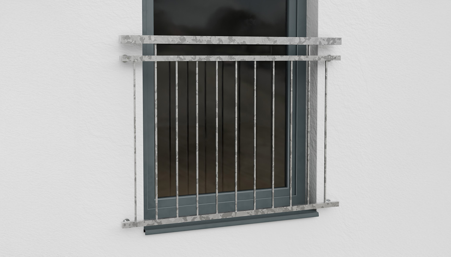 Balcon à la française en acier galvanisé carré