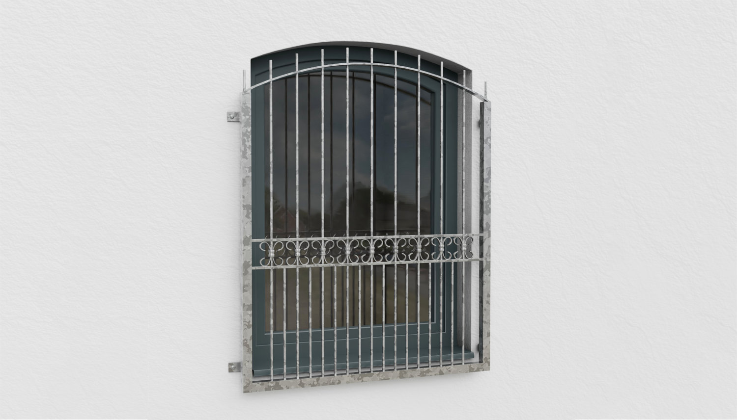 Grille de défense pour fenêtres en acier galvanisé Arc supérieur Bordeaux 