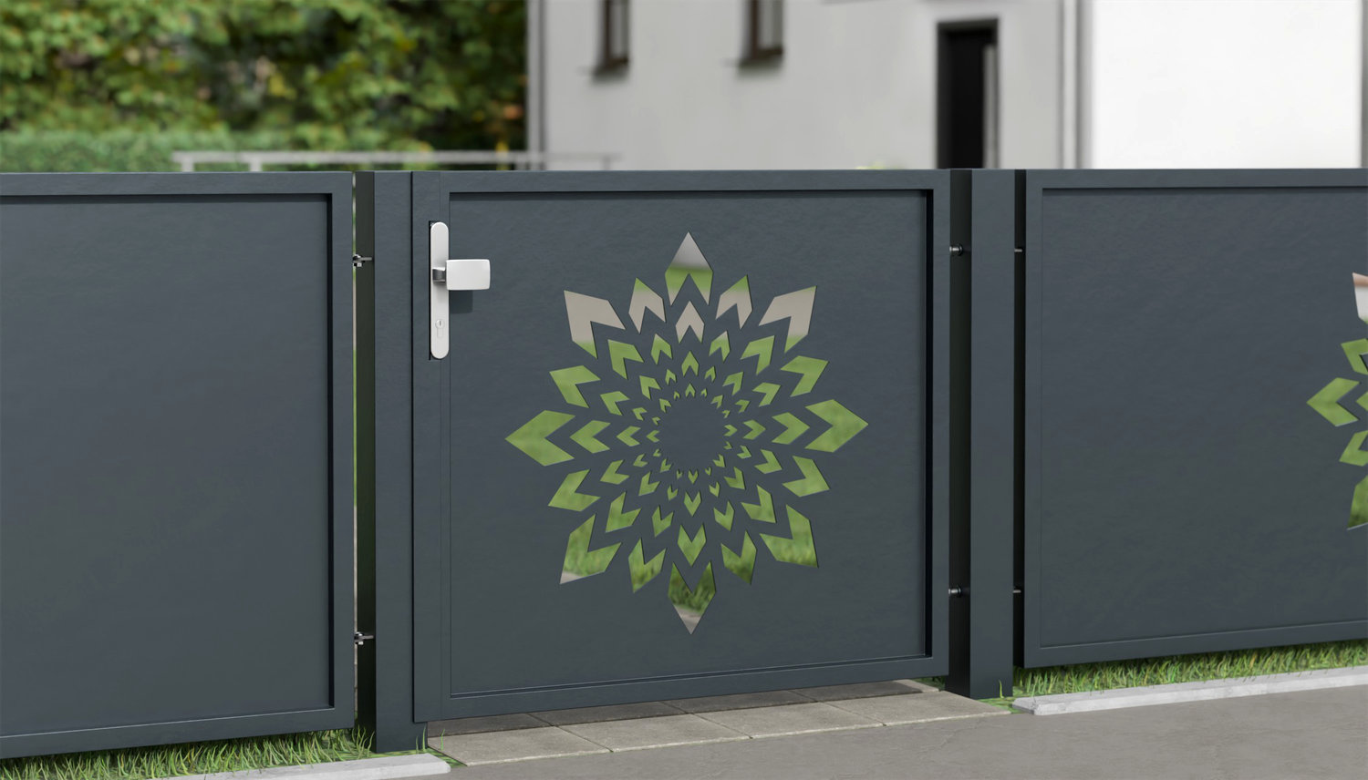 Portillon de jardin en aluminium à 1 battant découpée au laser KL