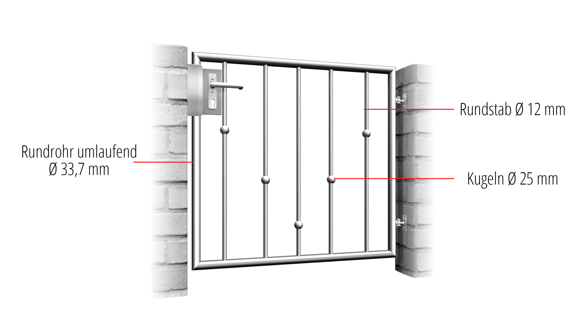 Boules en V à 1 battant en acier inoxydable pour portillon de jardin, GE