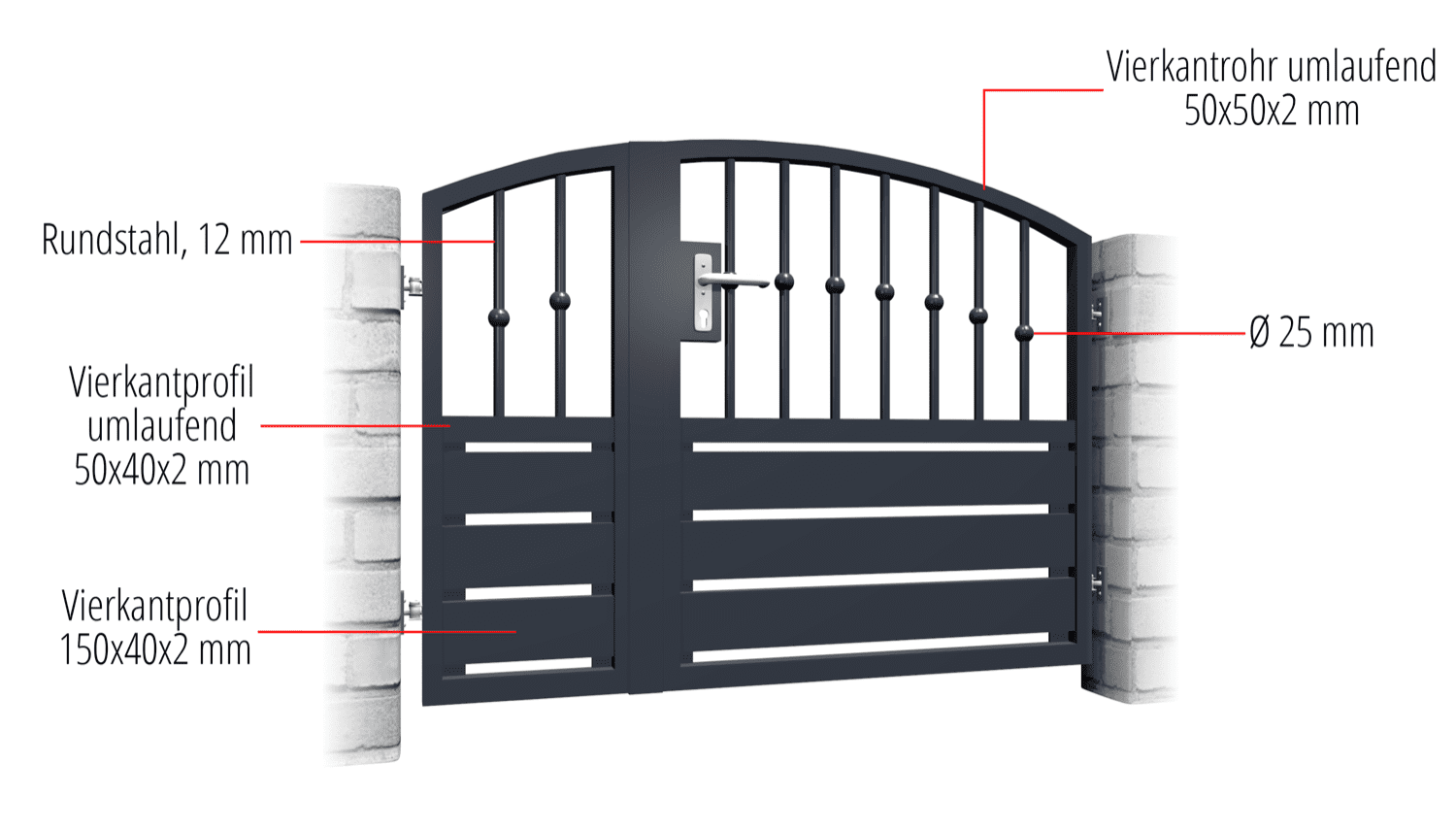 Portillon de jardin en aluminium, brise-vue à 2 battants KSKR, OB 