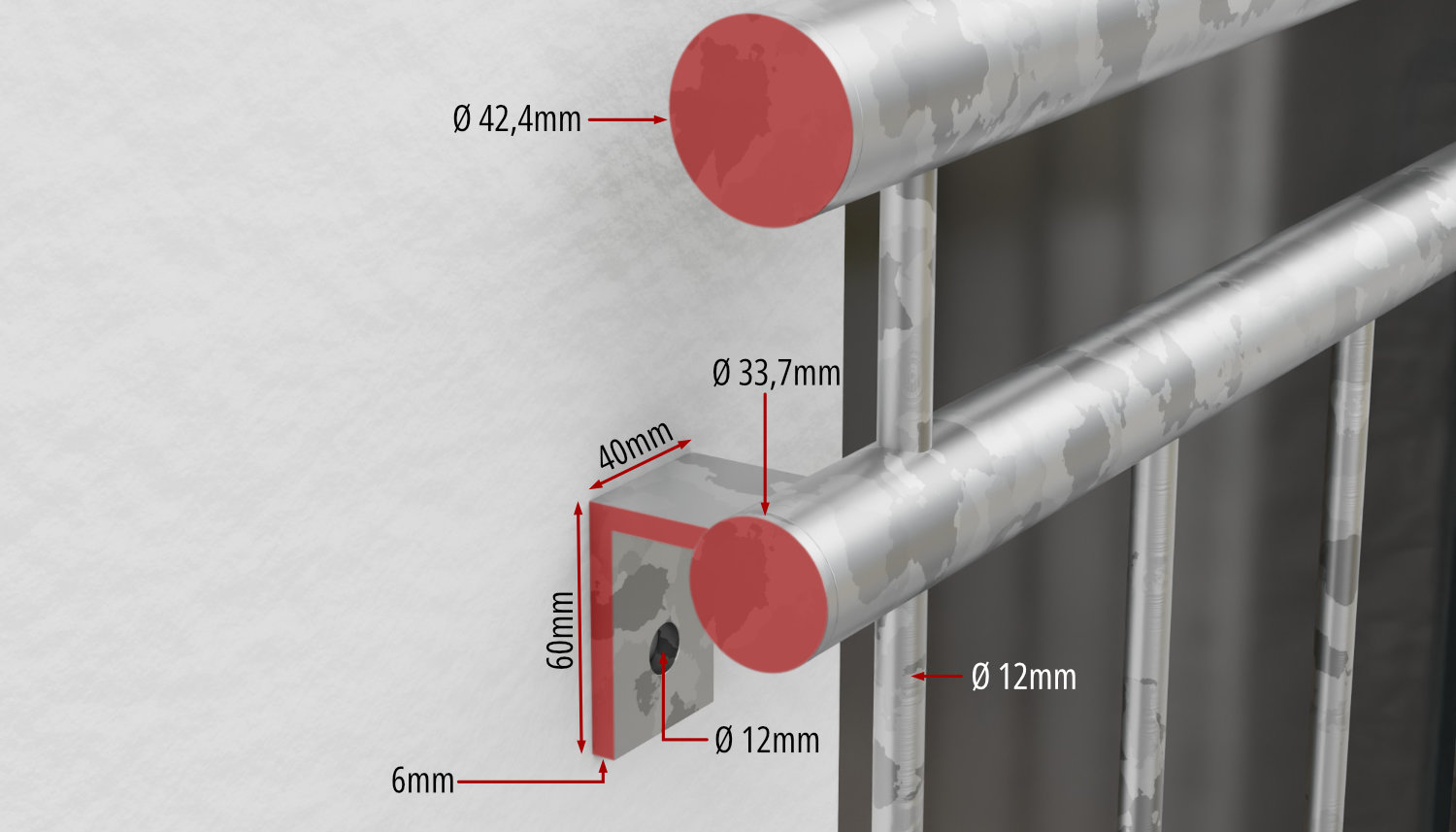 Balcon à la française en acier galvanisé ornement sablier triple 