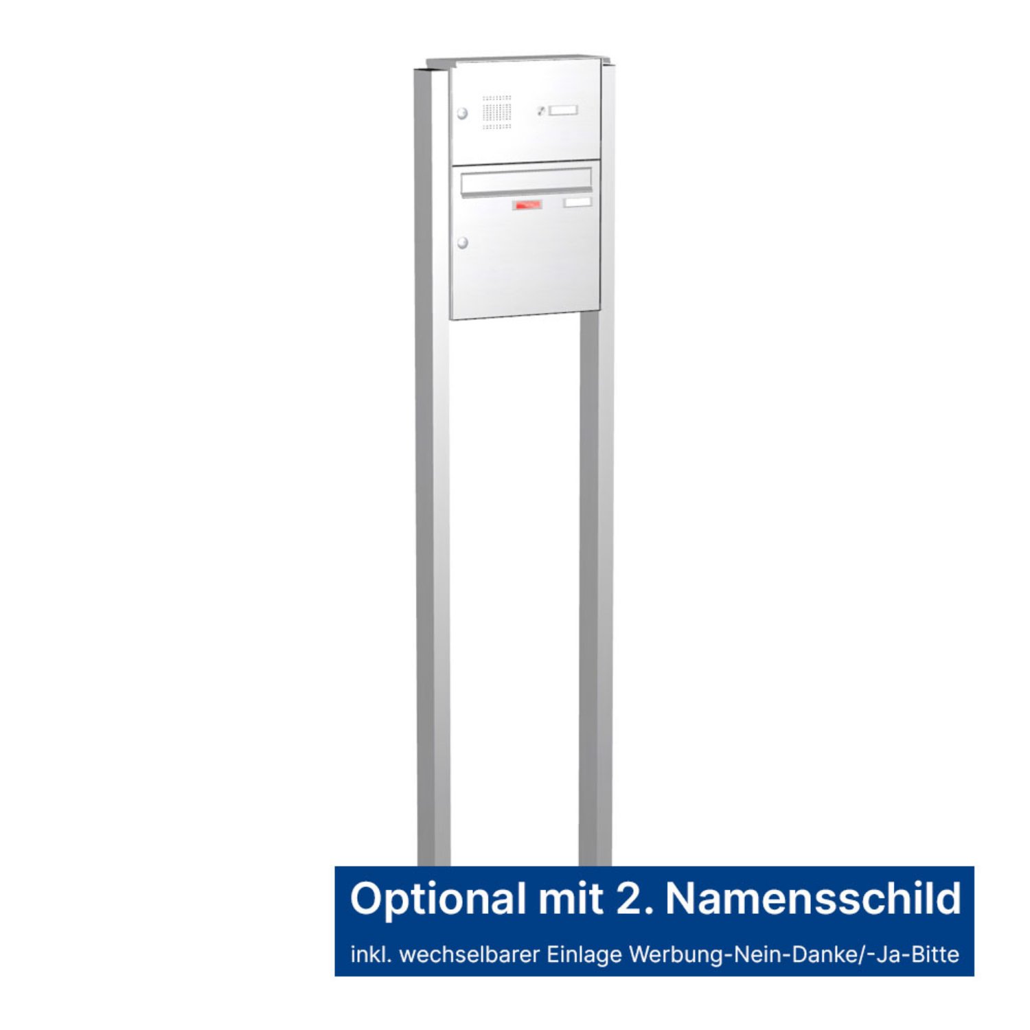 Briefkastenanlage | Freistehend | 1-fach | Senkrecht | Audio | Video | Edelstahl