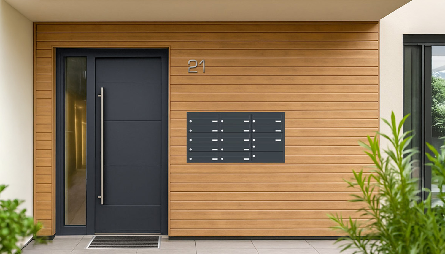 Briefkastenanlage | Unterputz | 13-fach | Waagerecht | Farbe