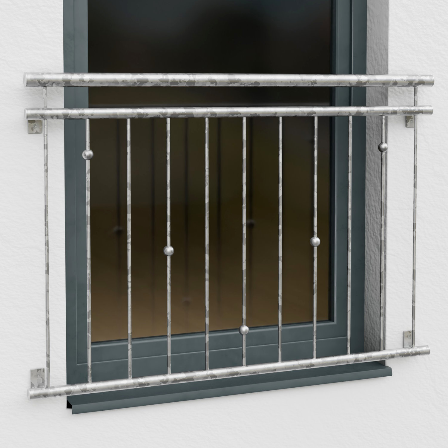 Balcon à la française en acier galvanisé boules V