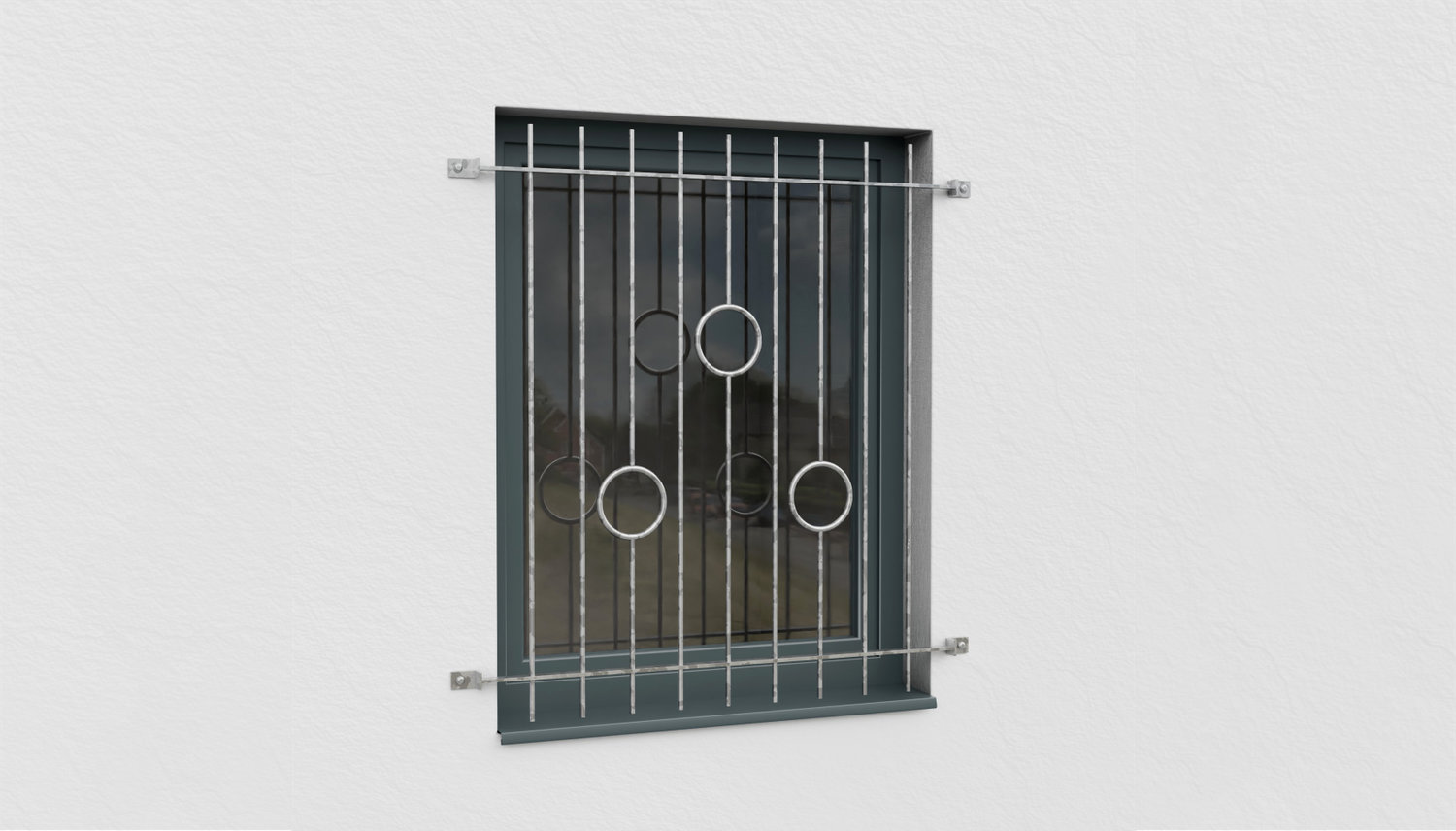 Grille de défense pour fenêtres en acier galvanisé cercle barre
