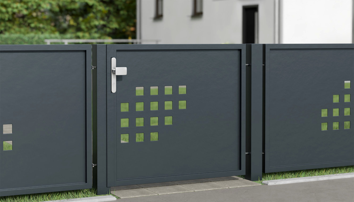 Brise-vue à 1 battant en aluminium pour portillon de jardin QLH, GE