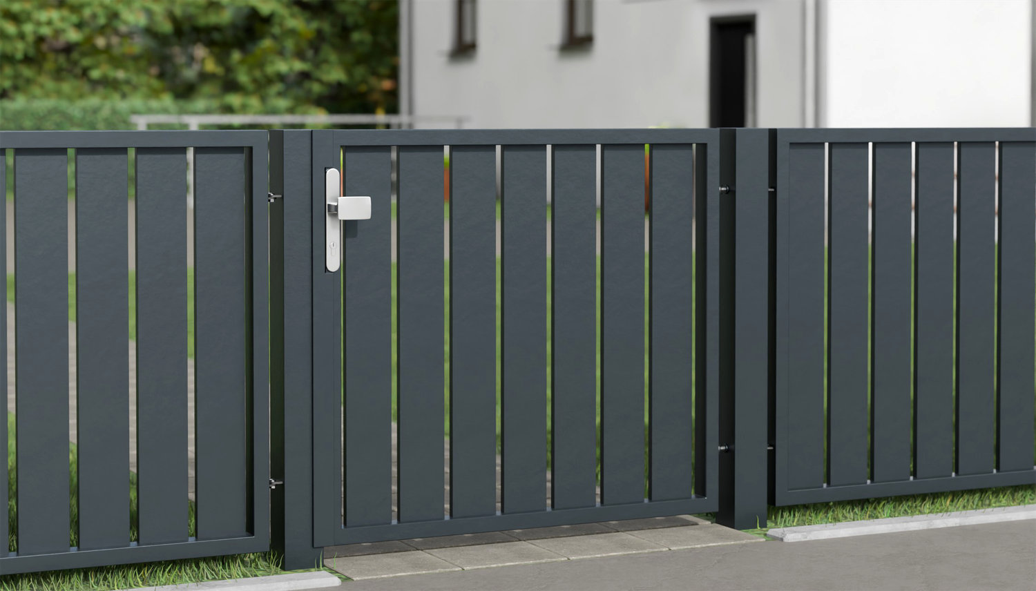 Brise-vue 1 battant en aluminium pour portillon de jardin lamelles vertical, GE