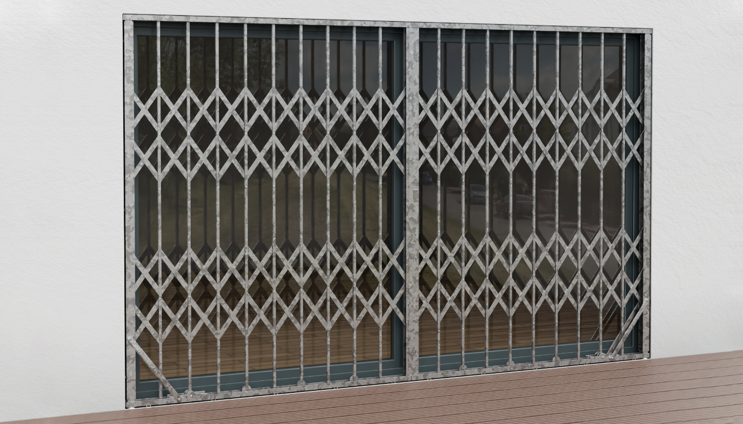 Grille articulée galvanisée à 2 battants