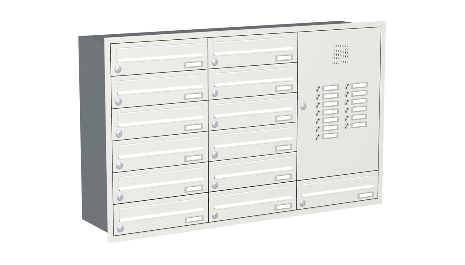 Briefkastenanlage | Unterputz | 13-fach | Waagerecht | Audio | Video | Farbe