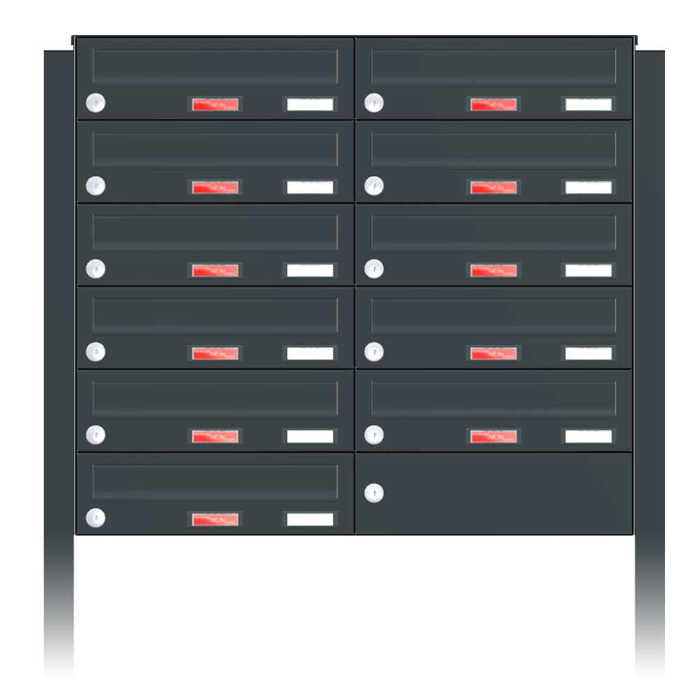Briefkastenanlage | Freistehend | 11-fach | Waagerecht | Farbe