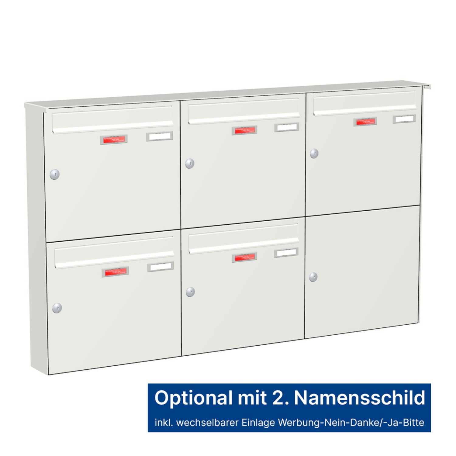 Briefkastenanlage | Aufputz | 5-fach | Senkrecht | Farbe