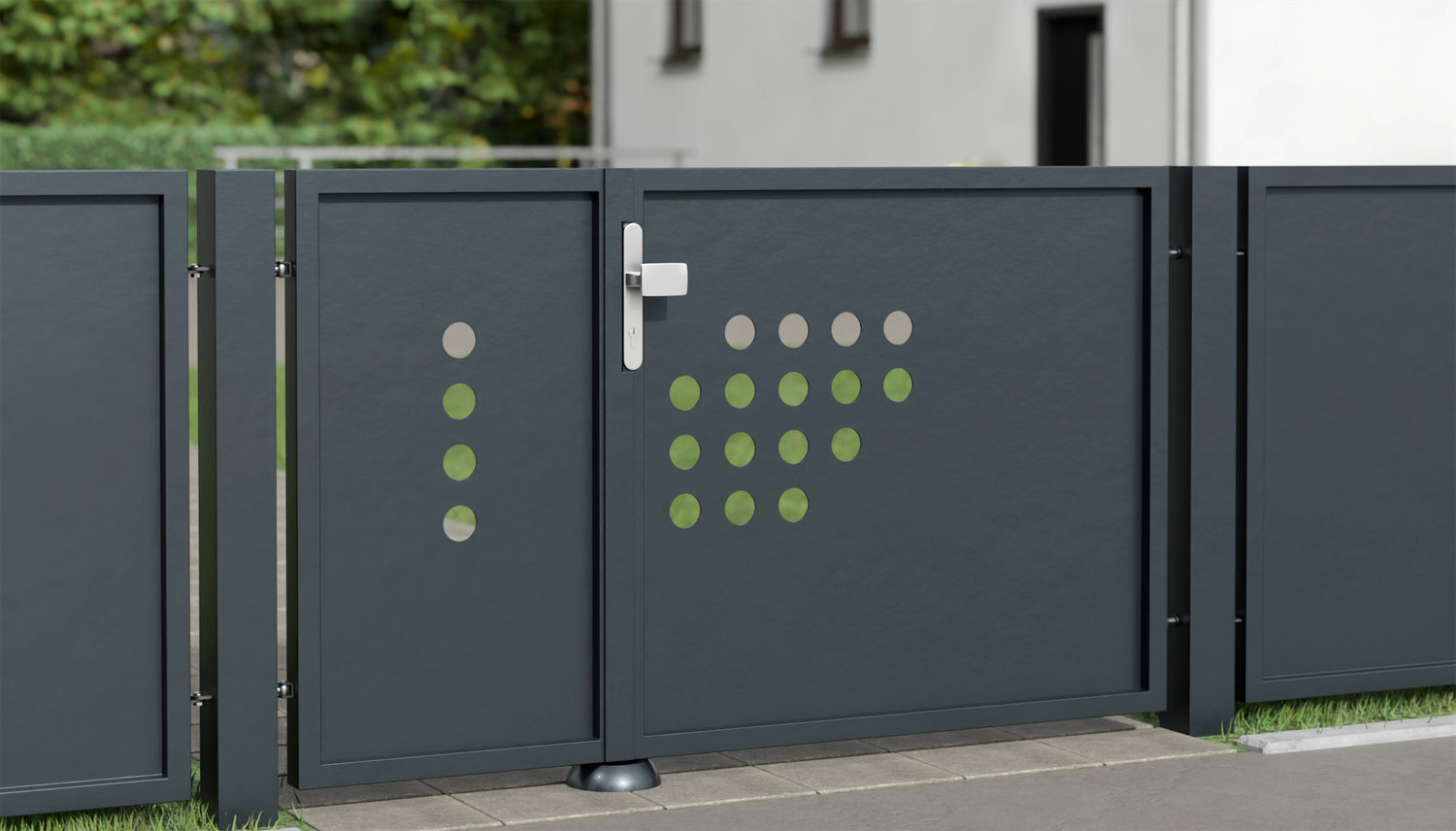 Portillon de jardin en aluminium, brise-vue à 2 battants RLH, GE