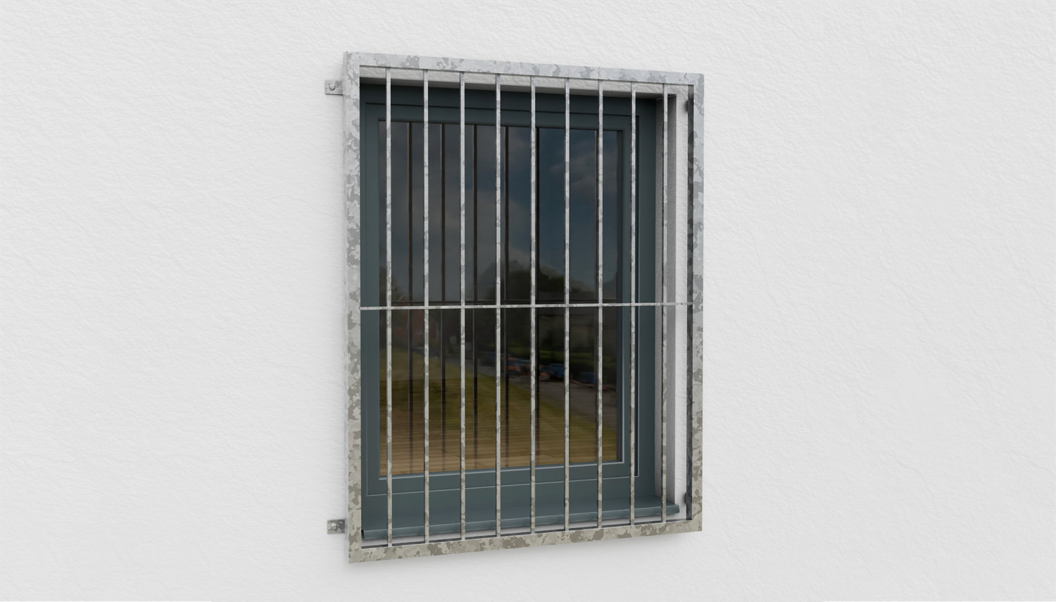 Grille de défense pour fenêtres en acier galvanisé barre verticale 