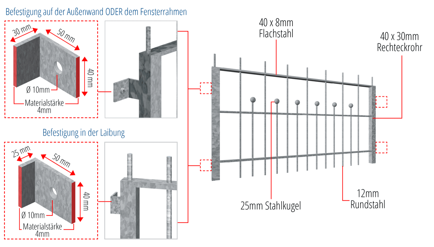 Grille de défense pour fenêtres pour la cave en acier galvanisé Berlin