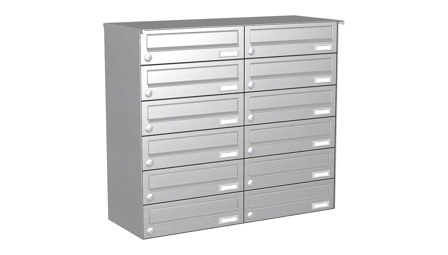 Briefkastenanlage | Aufputz | 12-fach | Waagerecht | Edelstahl