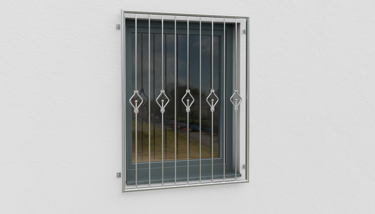 Grille de défense pour fenêtres en acier inoxydable queue