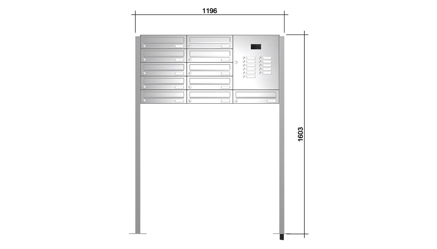 Briefkastenanlage | Freistehend | 11-fach | Waagerecht | Audio | Video | Edelstahl