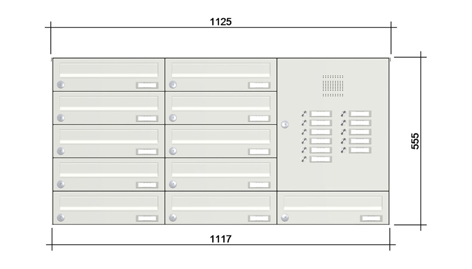 Briefkastenanlage | Aufputz | 11-fach | Waagerecht | Audio | Video | Farbe