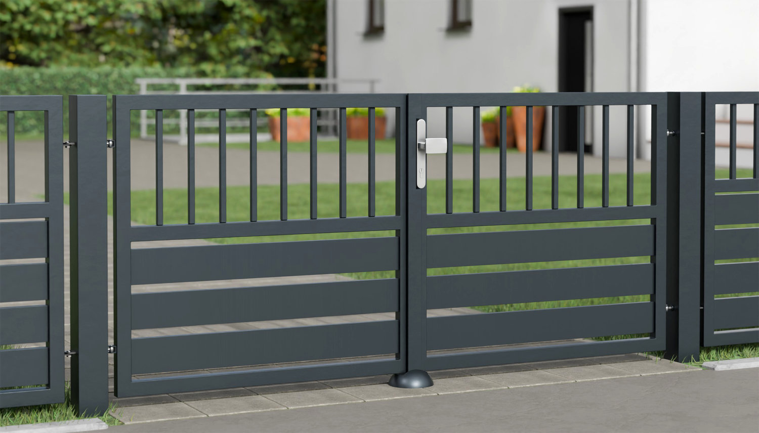 Portail de jardin en aluminium, brise-vue à 2 battants KSV 1, GE